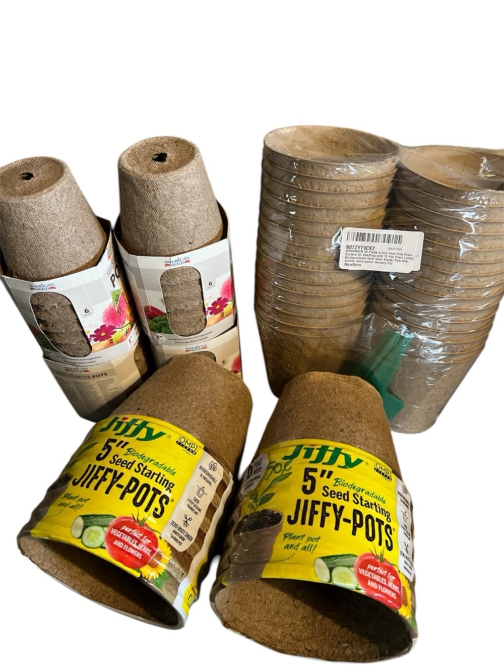 NWT lot of 67 various sized Biodegradable Seed Starting Pots: 3”, 4” and 5”